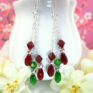 Christmas light bulb red green Swarovski earrings
